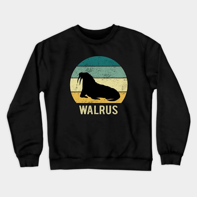 Walrus At Sunset A Gift For Walrus Lovers Crewneck Sweatshirt by MerchAndrey